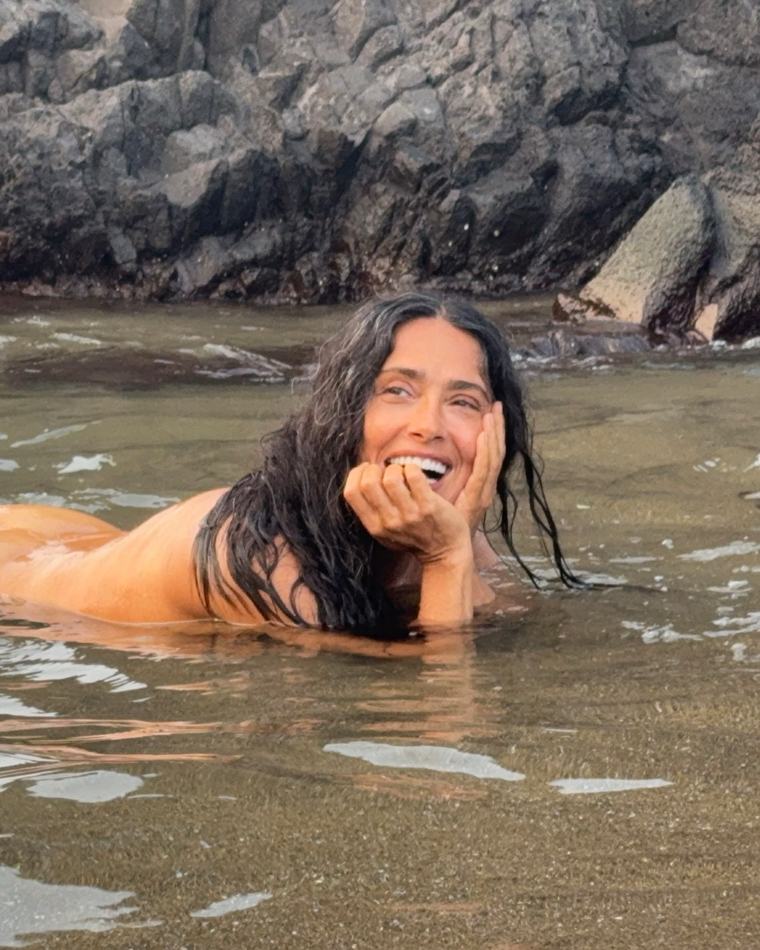 Salma Hayek ditches her clothes for a swim as she celebrates turning 60: ‘Grateful’